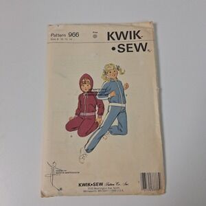 Vintage 1979 Kwik Sew 966 Girls Jogging Suit Pattern‎ 8-14 Tracksuit Athleisure